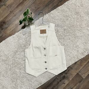 Levi’s Strauss & Co. Size XS Cream Denim V-Neck Button Front Vest